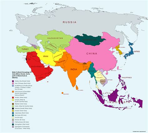 Printable Cultural Map of Asia