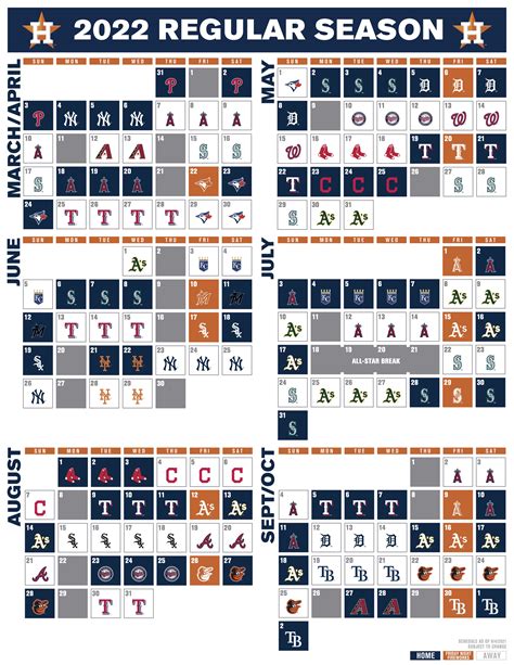 Astros Schedule Printable