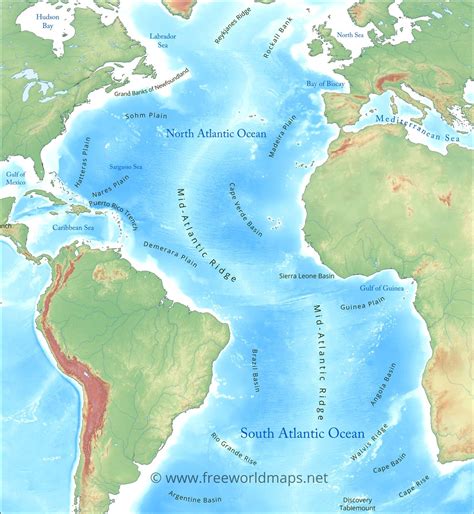 Map of the Atlantic Ocean