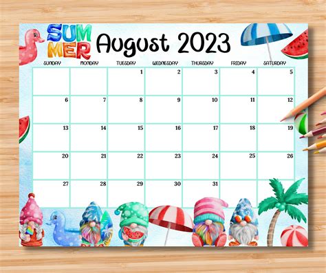 August Calendar Designs