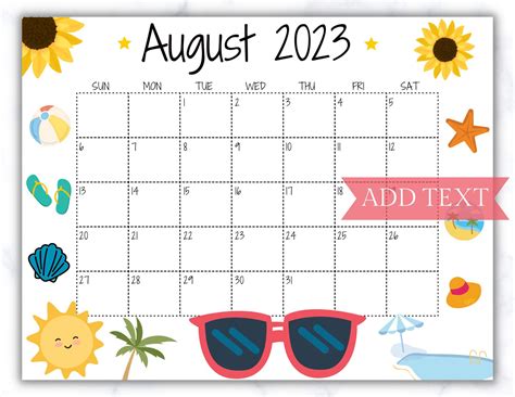 August Calendar Ideas