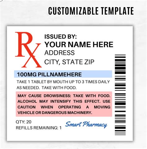 Auto-Fill Prescription Label Template