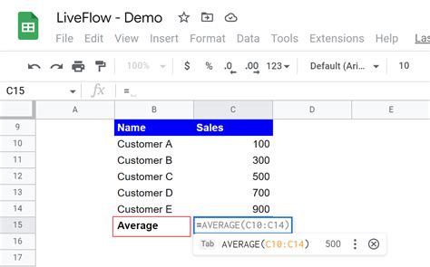 Autofill in Google Sheets Example