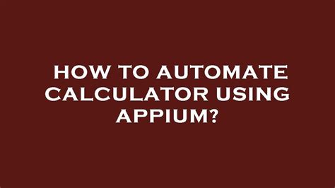 Automate Calculations