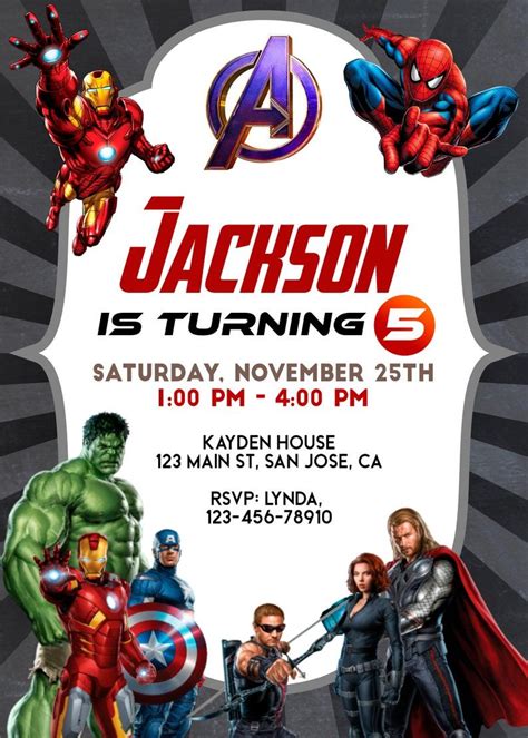 Avengers Party Invitations