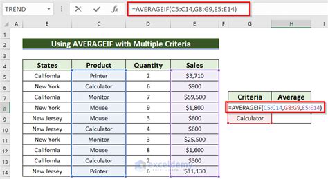 Averaging multiple criteria example