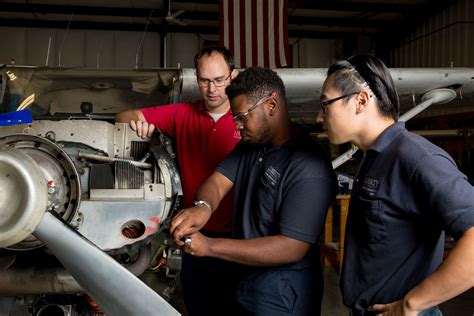 Student working on a project in an aviation maintenance class