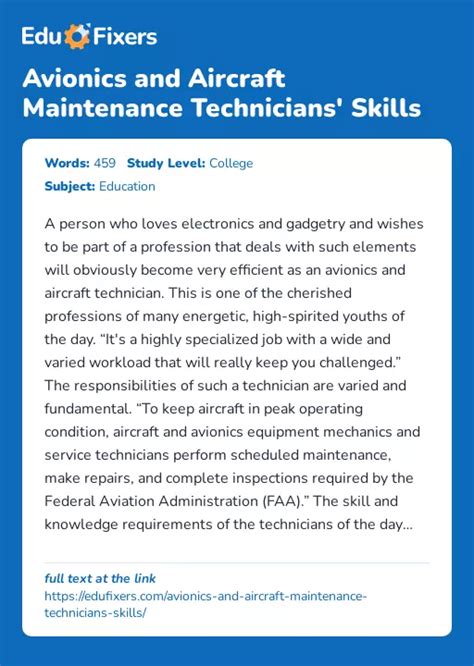 Avionics Technician skills and qualities