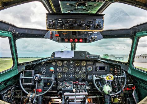 Instruments in the cockpit of a B-17