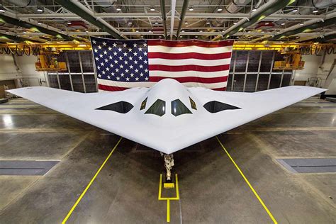 A B-21 stealth bomber in flight