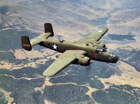 B-25 Mitchell Bomber In Flight