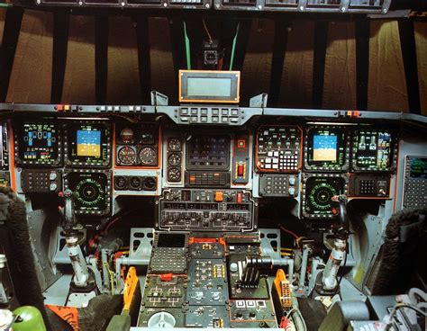 The B-2 Spirit's cockpit, featuring advanced avionics and controls