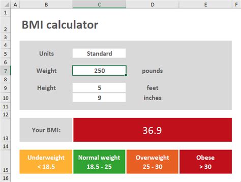 BMI Calculator Excel