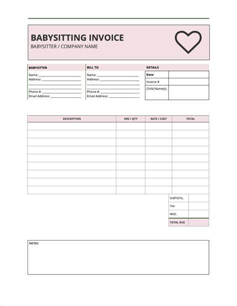 Babysitting Invoice Template 10