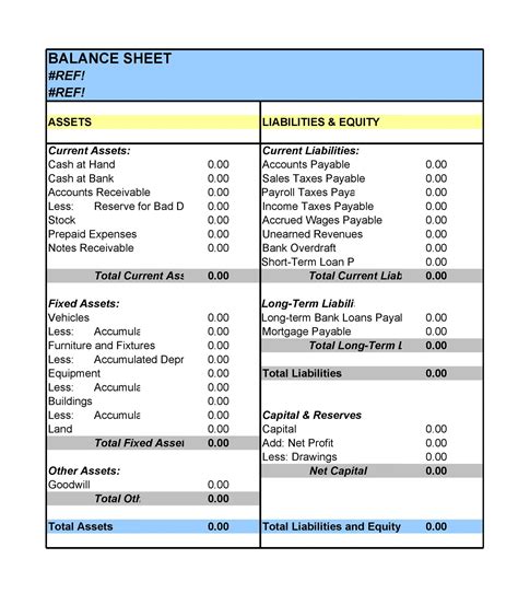 Balance Sheet Template