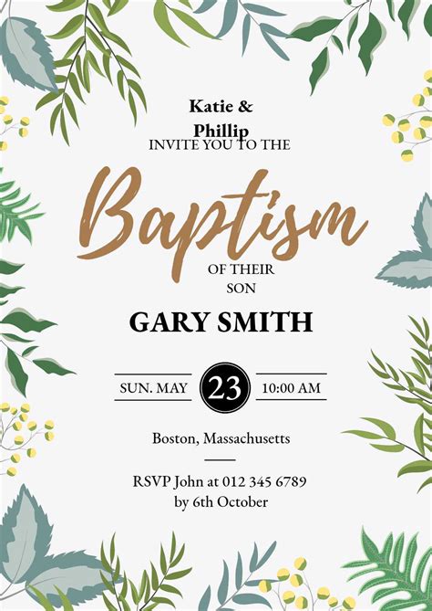 Baptism Invitation Cards Template