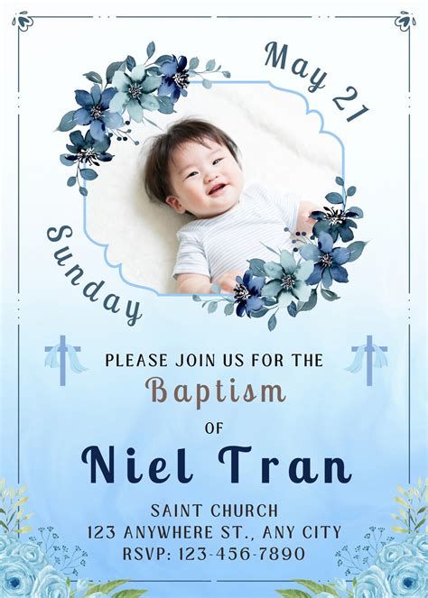 Baptism Invitation Templates for Boys