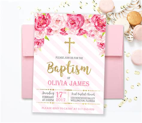 Baptism Invitation Templates for Girls