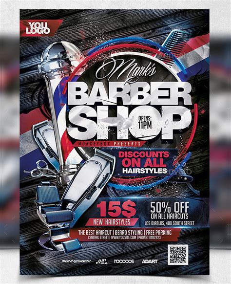 Classic Modern Barber Shop Flyer Template Design