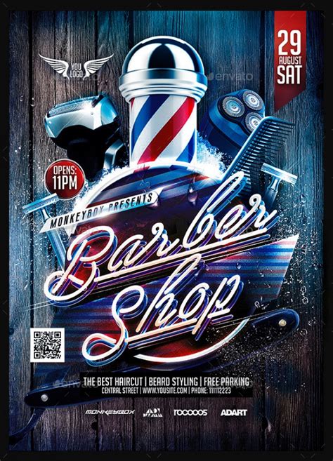 Modern Barber Shop Flyer Template Design