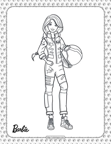 Barbie astronaut coloring page