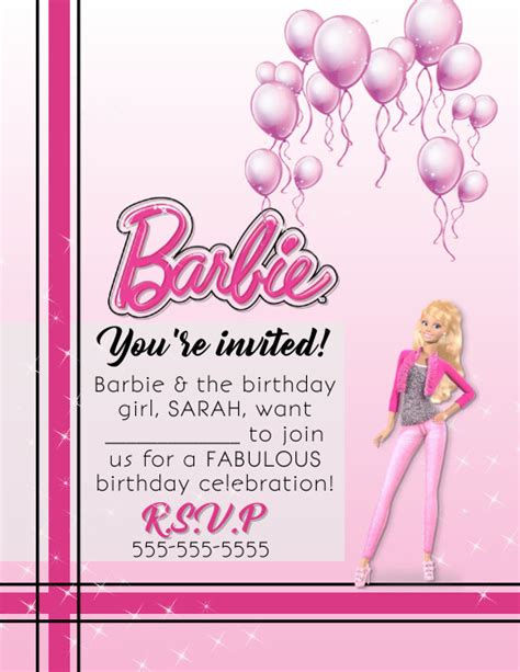 Barbie Dreamhouse Invitation Template