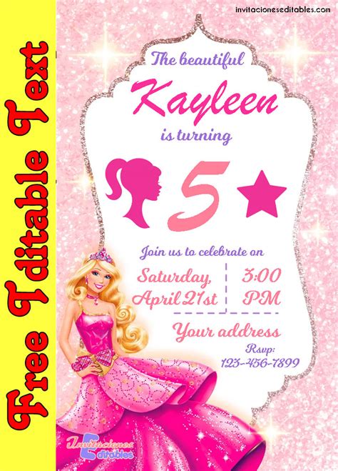 Barbie Invitation Template Design 1