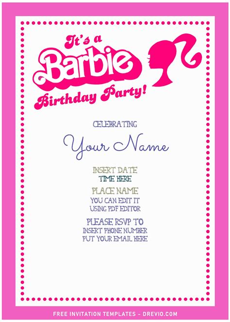 Barbie Invitation Template Design 4