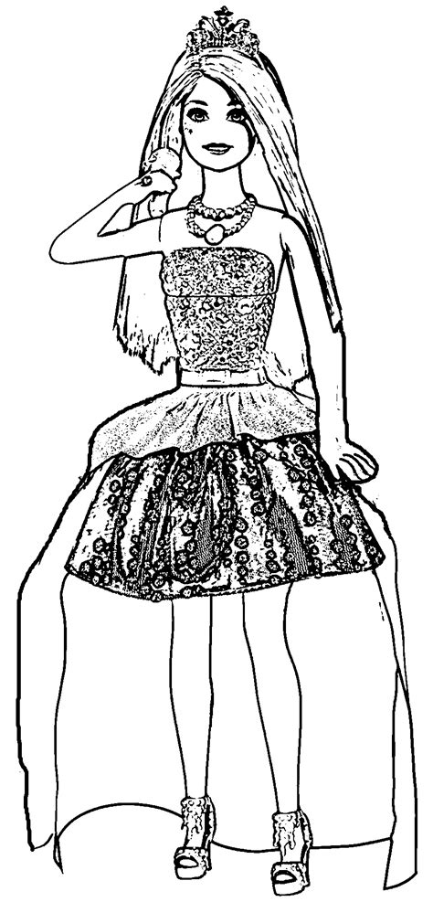 Barbie rock n royals coloring page