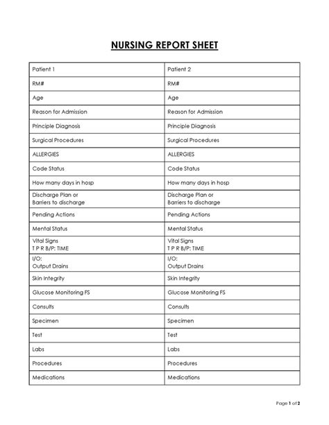 Basic Nursing Report Template