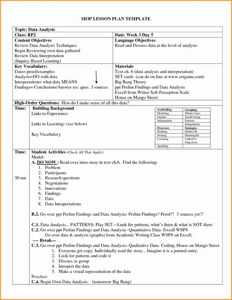 Basic SIOP Lesson Plan