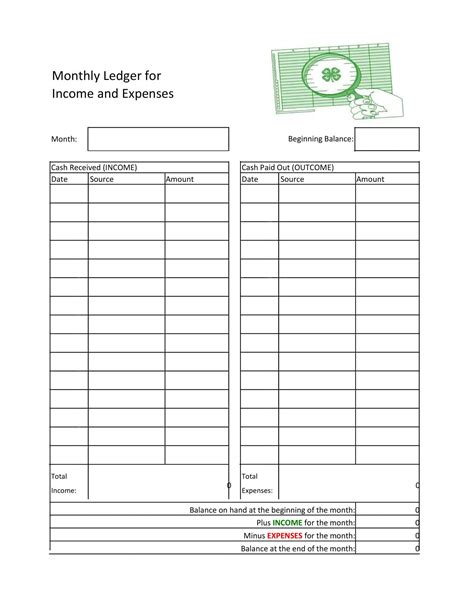 Basic Self Employment Ledger Template