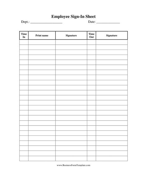 Basic Sign Out Sheet Template in Excel