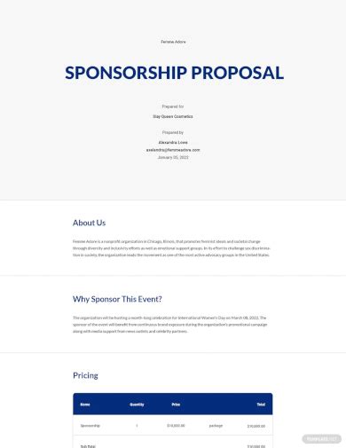 Basic Sponsorship Proposal Template for Word