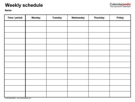 A simple and easy-to-use schedule template