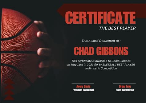 Basketball Certificate Design