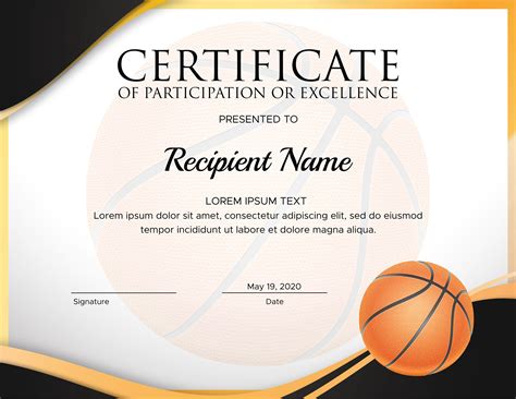 Basketball Certificate Example