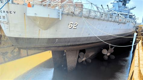 Progress of the Battleship New Jersey dry docking