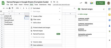 Benefits of Using Named Ranges