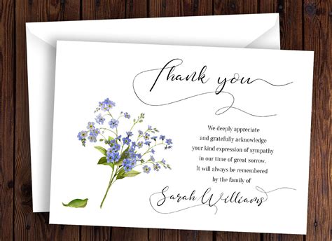 Bereavement Thank You Card Example