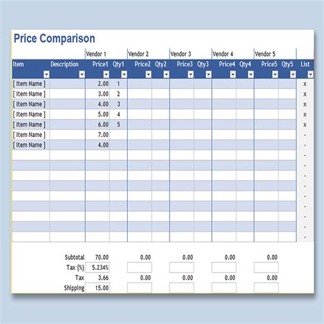 Best Practices Price List Template Excel