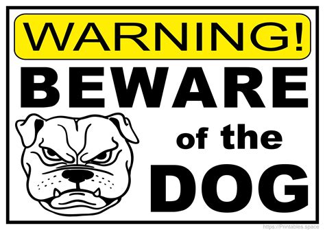 Beware of Dog Printable Sign Example 1