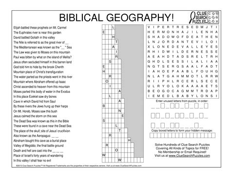 Bible Geography Crossword Puzzle