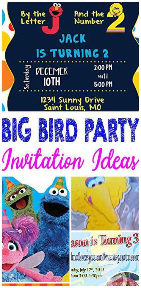 Big Bird Birthday Invitation Templates