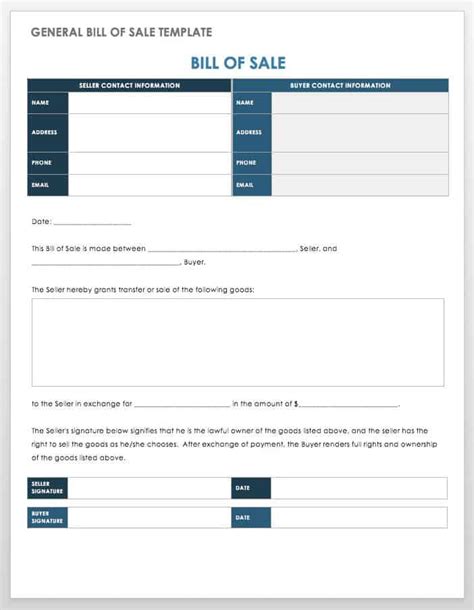 Bill of Sale Template Download Word