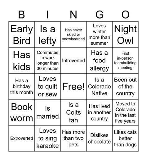 Bingo Card Generator for Team Building