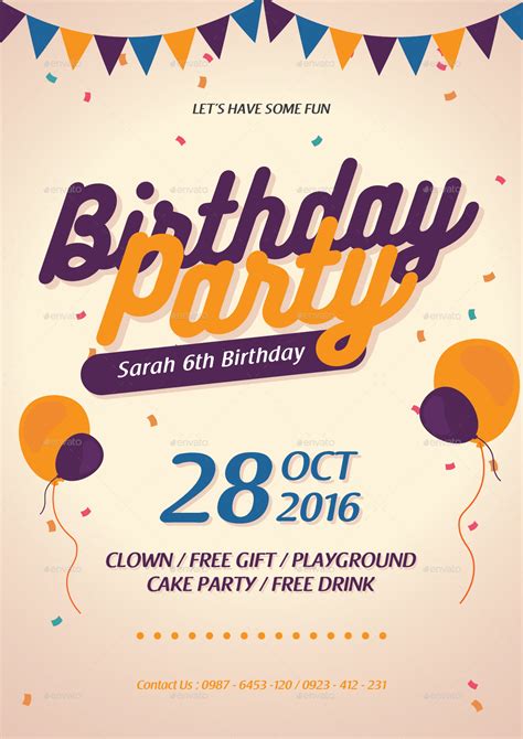 Birthday Party Flyer Templates Example 3