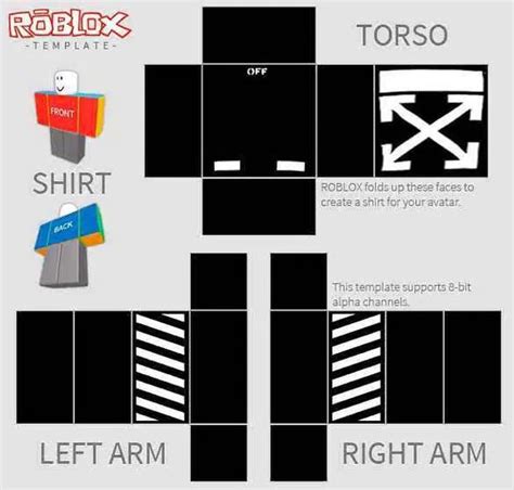 Black Roblox t-shirt template design 1