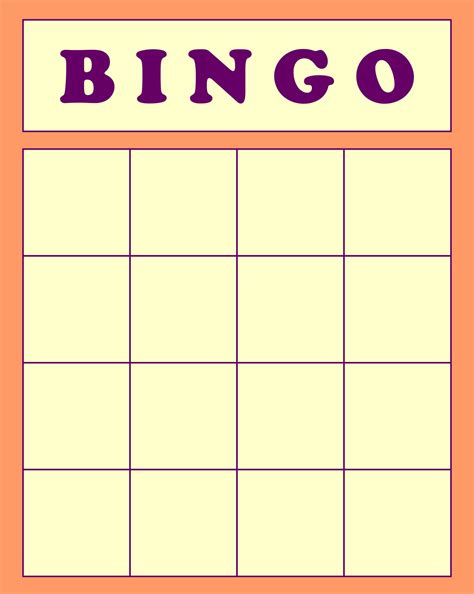 Blank Bingo Cards for School