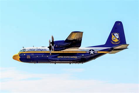 Blue Angels C-130 and F/A-18 jets in flight